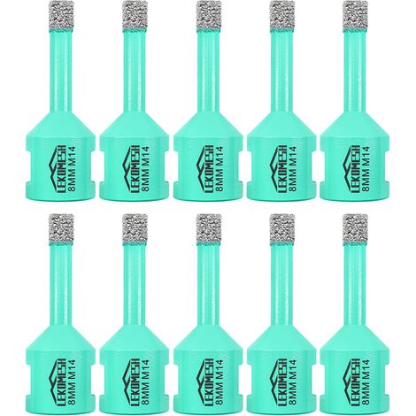 Scie Cloche Carrelage 8mm-10pcs Foret Diamant Carrelage Scie Cloche Diamant pour Porcelaine Céramique Granit Marbre Pierre M14 Filetage (1/5)