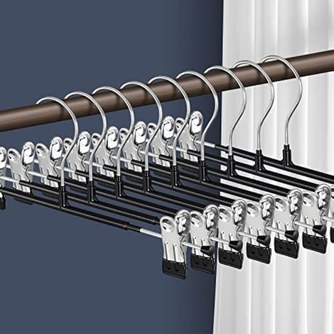 Lot de 10 cintres antidérapants pour pantalons et jupes avec clips pour cintres ultra fins et peu encombrants (1/5)