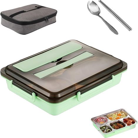 Boite Repas Isotherme, 1500 ml Lunch Box Inox, Vert (1/5)