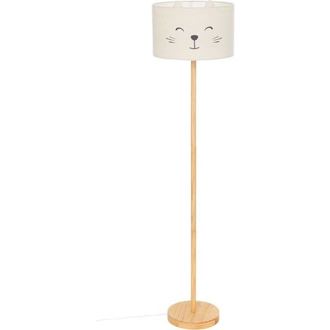 Lampadaire enfant en bois coloris naturel et acier - diamètre 36 x Hauteur 152 cm (1/2)