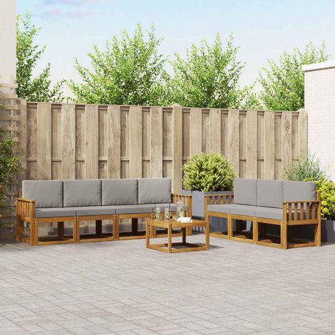 vidaXL Outdoor-Sofagarnitur mit Kissen 8 pcs Natürlich und Hellgrau (1/5)
