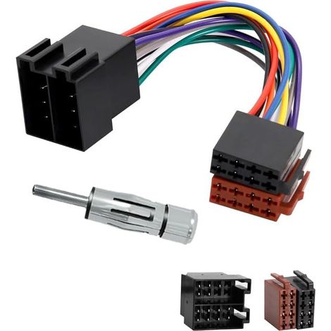 Juego de adaptadores para radio de coche, adaptador de radio universal, adaptador de antena de radio de coche, terminal DIN ISO 15 + 30, conector adaptador de radio de extensión enchufable (tipo 1) (1/5)
