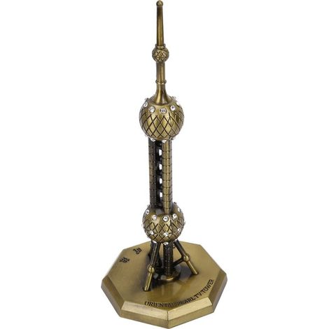Tour Eiffel de Shanghai Perle Orientale avec diamant imitation, finition électroplaquée, souvenir de voyage (1/5)