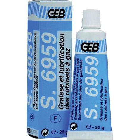 GEB – Graisse S 6959 pour robinet GAZ – Tube 20g – Graissage au bisulfure de molybdène – Résistance aux agents chimiques
