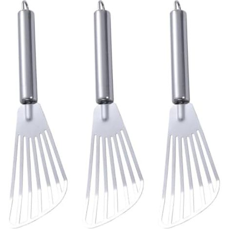Pelles à Frire Ustensiles Cuisine Résistants et Solide Lot de 3 en Acier Inoxydable, Spatules Multi-fonctionnelles et Pratiques pour Steak et Poisson (1/5)
