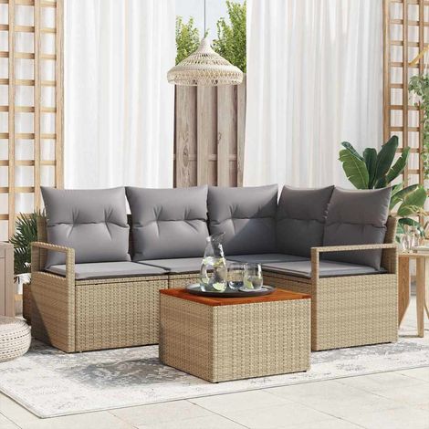 Set Divano da Giardino 5 pz Beige polyrattan vidaXL (1/5)