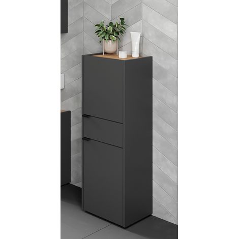 Colonne de salle de bain contemporaine graphite/chêne Ohayo (1/5)