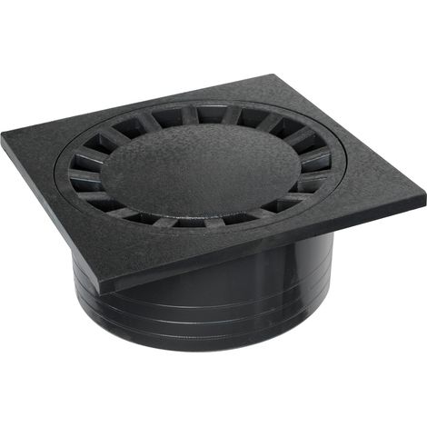 Siphon de sol PVC sortie Ø63-75-90 – Platine 200x200 – Couleur anthracite – Pour chantiers humides