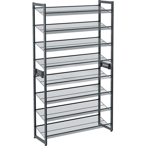 Zapatero de 8 niveles juego de 2 zapateros apilables de 4 niveles estante de almacenamiento de metal 163,5 cm baldas ajustables gris frío 120002661 (1/4)