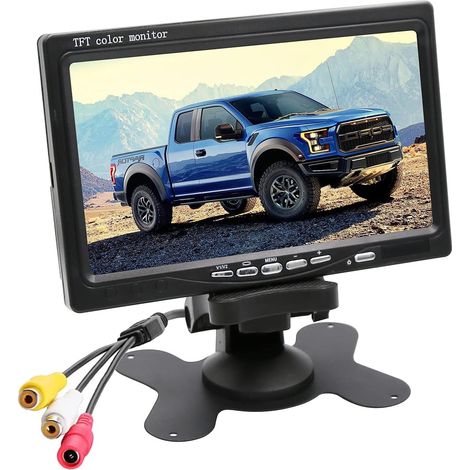 Monitor per telecamera posteriore da 7 pollici, display TFT-LCD per auto, 1024  600 RP, monitor per auto DC9V-36V, commutazione video AV1/AV2, collegamento autobus, camion, rimorchio