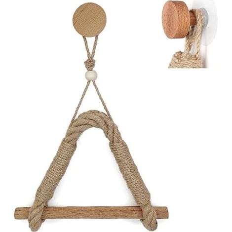 Le porte-papier hygiénique n'est pas perforé, porte-serviettes en bois de corde de jute rétro, porte-serviettes en papier rétro, corde industrielle nautique, salle de bain, décor de cuisine (1/5)