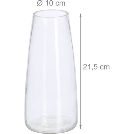 Vaso decorativo moderno salotto cucina camera da letto 21,5 x 10 cm per bouquet di fiori in vetro trasparente 130016002
