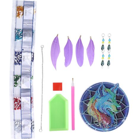Attrape-rêves Roi Loup, décoration suspendue pour fenêtre, peinture diamant, décoration suspendue (1/5)