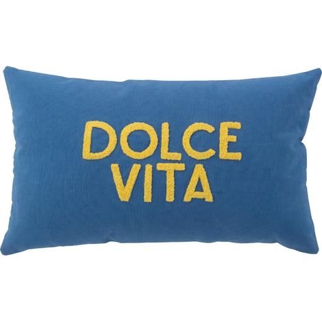 Coussin Déco en Coton "Dolte Vita" 30x50cm Bleu (1/2)
