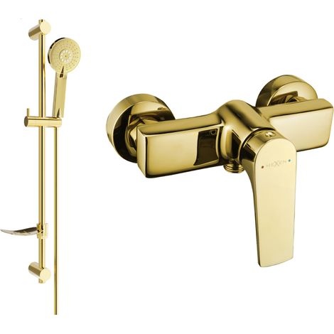 Mexen Lynx DF40 Mischbatterie für Dusche mit Brausegarnitur, Gold - 74594DF40-50 (1/3)