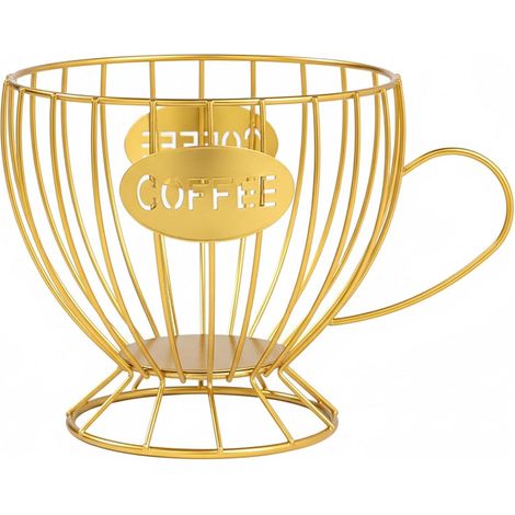 Großer, goldfarbener Kaffeekapselhalter aus Metall, Organizer für die Arbeitsfläche in Küche und Büro