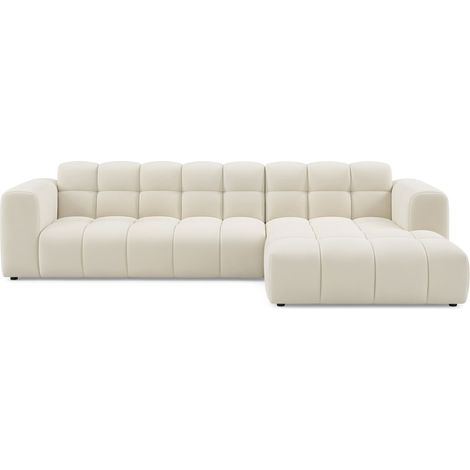 Selsey Boloon - Canapé d'angle - 300 cm - velours Crème (1/4)