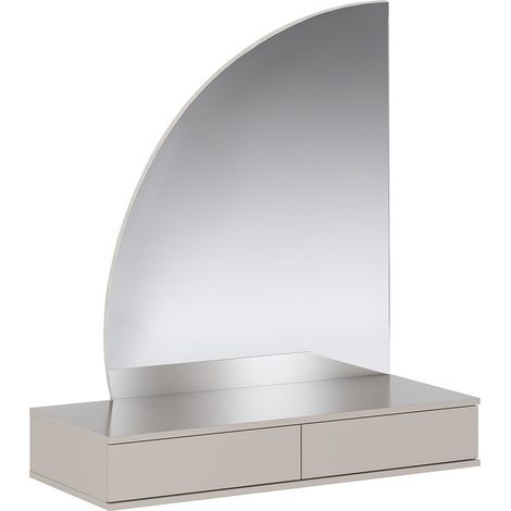 Toeletta sospesa con specchio con LED 2 cassetti Beige opaco - JINEZA