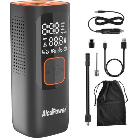 Mini compresseur portable pour voiture et vélo 160 PSI 3 en 1 Compresseur, PowerBank et torche