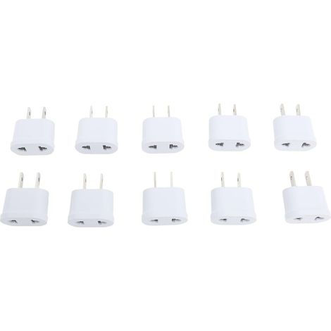 Adaptateur De Prise US vers UE, Convertisseur De Prise Portable à 2 Broches en Cuivre Pur pour Téléphone Portable, Sèche-Cheveux, 10 Pièces (1/5)