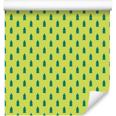 Papier peint à petits motifs de Noël jaune et vert citron 50x1000 cm (1/5)