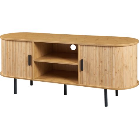 Meuble TV support télévision salon étagère bamboo 140 x 40 x 55 cm naturel (1/5)