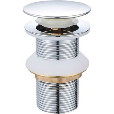 Bonde de Lavabo Pop-up sans Trop-plein, Vidage Clapet Push Open Pour Lavabo en Laiton, Chromé (1/3)