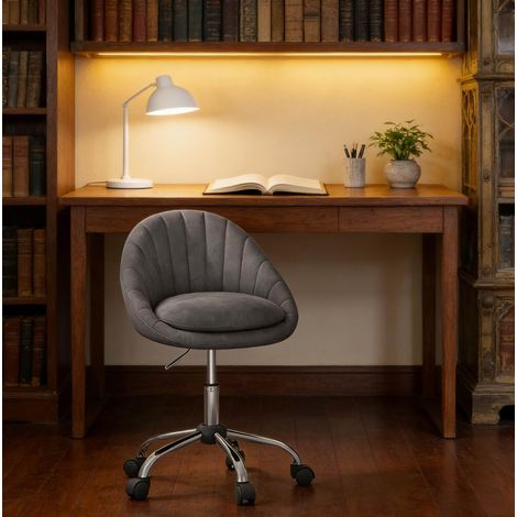 Fauteuil de bureau réglable pivotant velours gris foncé OKMYHOME (1/5)