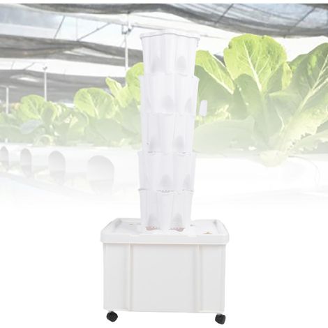 Sistema hidropónico vertical con 30 orificios, riego automático sin suelo y gran depósito de agua para plantas, flores y hortalizas en entornos educativos (enchufe estadounidense). (1/5)