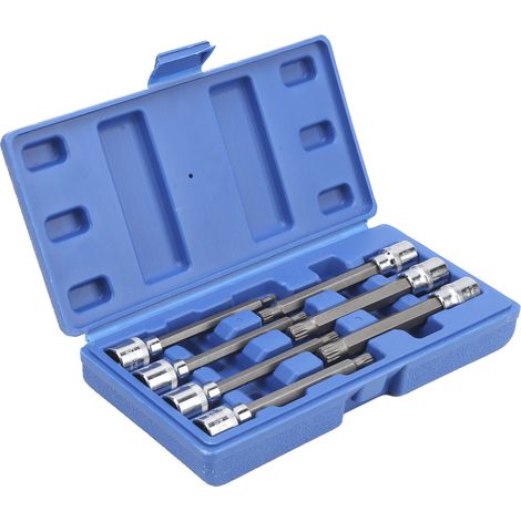 Jeu de 7 douilles extra longues à cannelures M4-M10, entraînement carré 3/8", avec coffret à outils pour la réparation automobile (1/5)