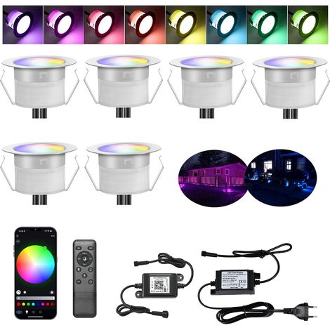 WiFi Lampe au Sol Spot Encastrable-Lumière RGBW étanche IP67 Ø31mm - éclairage pour terrasse, patio, chemin, mur, jardin, décoration, intérieur et extérieur, 30 pièces (1/5)