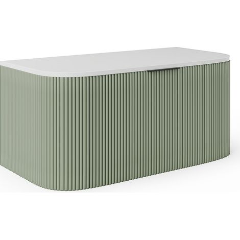 Mobile sotto lavabo sospeso a righe 100 cm Verde opaco - LOMERI