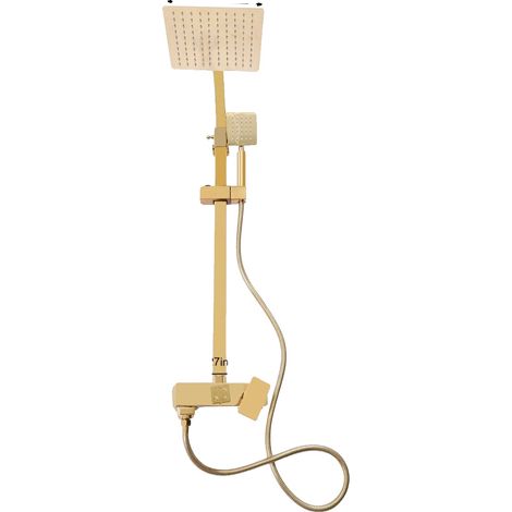 Conjunto de ducha, chorro regulable, diseño elegante, color dorado. (1/2)