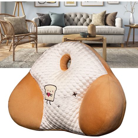Coussin de dossier de chaise, oreiller de soutien lombaire d'été, coussin de taille à motif dessin animé pour canapé, chambre, bureau, voiture, toast (1/5)
