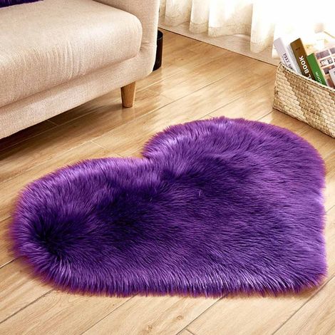 Tapis Shaggy - Imitation Peau De Mouton En Polyester - Anti-Dérapant - Pour Chambre Salon - 30 X 40 Cm (1/2)
