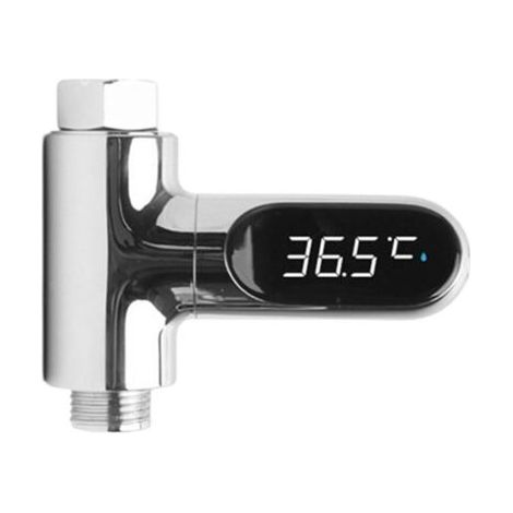 Compteur d'eau pour robinet de douche – Affichage LED de température – Technologie Flow Powered – Écran rotatif 360° (1/5)