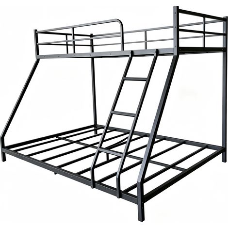 Cadre lit métallique gain de place deux couchages, compatible matelas 190x80 et 190x130, robuste et stable pour adulte, matelas non inclus, pour chambre adulte (1/5)