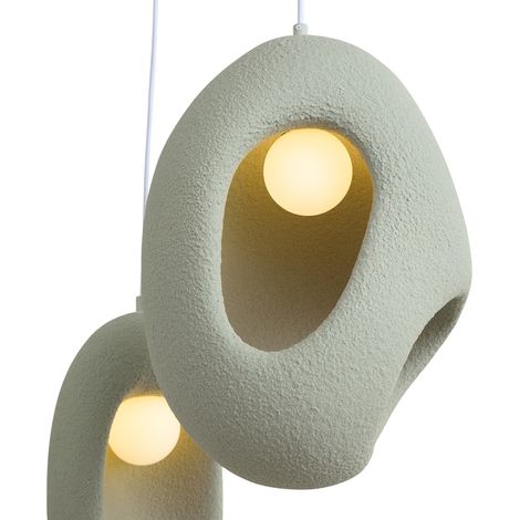 QAZQA Japandi Pendant Lamp White with Organic Light Green Shade (1/5)