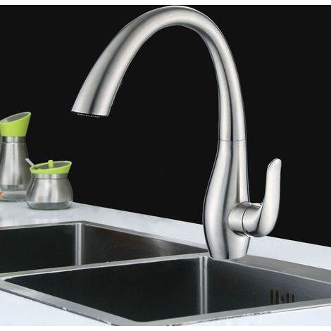 Mitigeur Cuisine Professionnel Bec Rotatif 360 Degrés Douchette Double Fonction Évier Robinet (1/4)