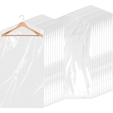 30 Pcs Clear Garment Bags Dustproof Plastic Dry Cleaning Bags Transparent Covers (60 x 90cm)