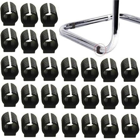 32 pezzi Tappi per gambe di sedie, tappi terminali per tubi, protezioni per pavimenti per mobili, tappi per sedie in plastica a forma di U, morsetti per tubi in silicone (19 mm, nero)