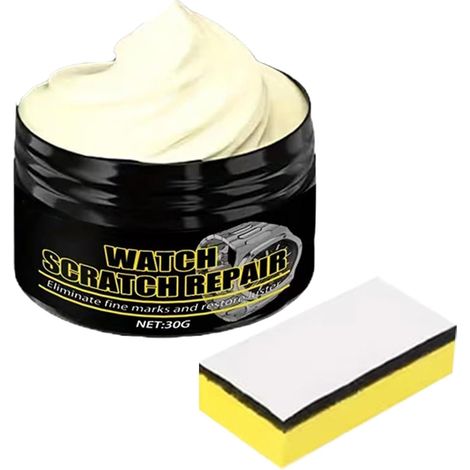 Crème de réparation de rayures de montre – Nettoyant professionnel de 30 g Pâte pour enlever les rayures de montre pour renouvellement d'entretien, nettoyage en acier inoxydable, kit de réparation (1/5)