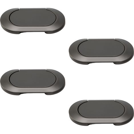 4 poignées de tiroir/porte escamotables, anneau encastré, alliage de zinc, 73x38x5 mm, entraxe 64 mm, pour meubles cuisine et salle de bain (1/5)