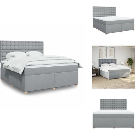 Sommier à lattes de lit avec matelas Gris clair 180x200cm Tissu - Sommier À Lattes De Lit - Sommiers À Lattes De Lit - Lit - Meuble De Chambre À Coucher (1/5)