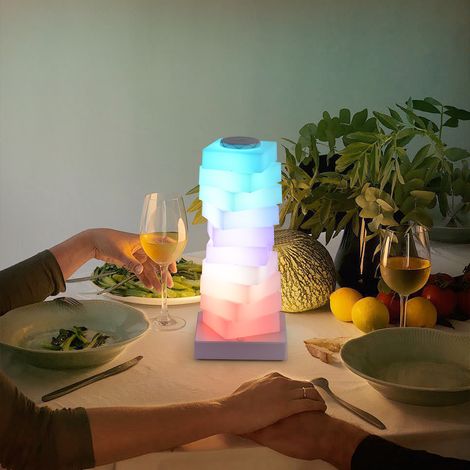Lampe d'ambiance RGB avec variateur tactile, lampe de table LED moderne ronde 3000K+16 couleurs changeantes, lampe d'ambiance, lampes de chevet pour chambre à coucher, salon, enfants (1/5)