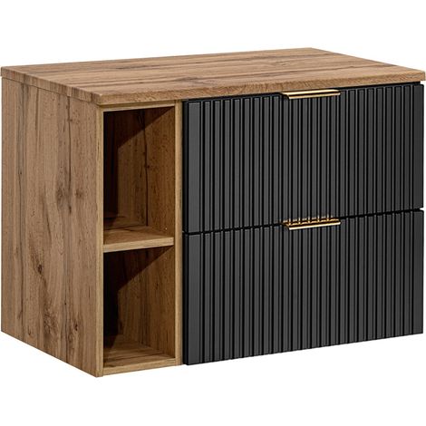 Waschtischunterschrank 80cm Adriel mit 2 Schubladen, Holzoptik (1/5)