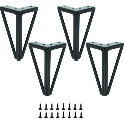 4er-Set schwarze Tischbeine aus Metall – austauschbare Möbelbeine – für Couchtisch/TV/Sofa/Bett und andere Möbelbeine – mit Schrauben. (15 cm) (1/4)
