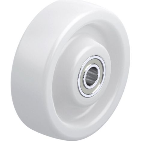 Roue polyamide blanc diamètre 150 x 50 alésage 20 longueur de moyeu 60 mm roulement à billes (1/3)