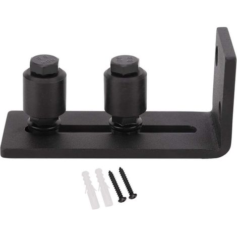 Guide de sol universel réglable, guide de porte coulissante en acier au carbone, guide de porte coulissante facile à installer avec accessoire pour porte de grange de 76 mm 10,5 x 4 x 5 cm (noir, stan (1/5)