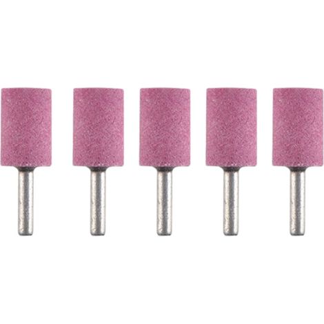 Lot de 5 - Cylindre abrasif - Corindon chromé - Meulage et polissage - Pour jade bois métal - Tige 6 mm - Diamètres variés (1/5)